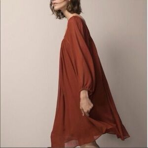 Massimo Dutti Terracotta Long Sleeve Dress